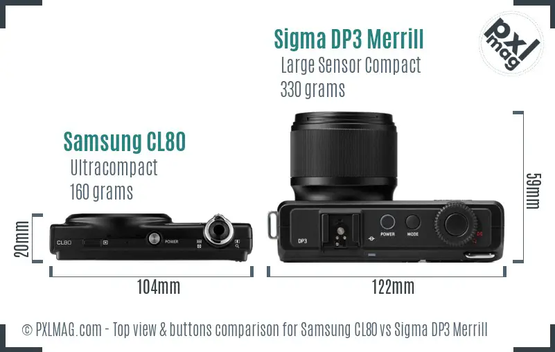Samsung CL80 vs Sigma DP3 Merrill top view buttons comparison