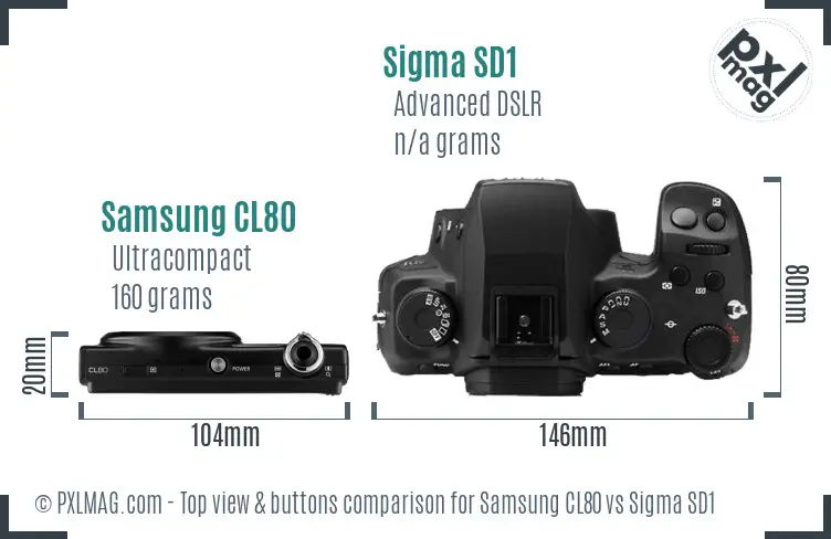 Samsung CL80 vs Sigma SD1 top view buttons comparison