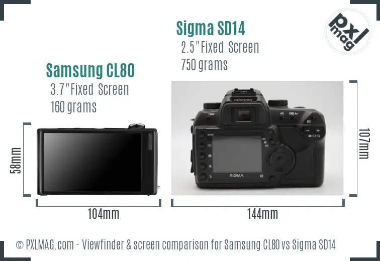 Samsung CL80 vs Sigma SD14 Screen and Viewfinder comparison