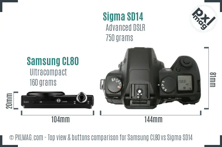 Samsung CL80 vs Sigma SD14 top view buttons comparison