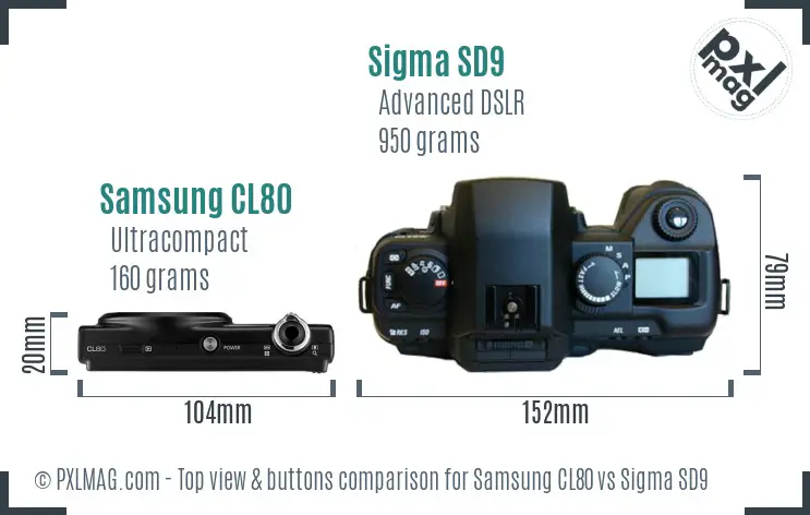 Samsung CL80 vs Sigma SD9 top view buttons comparison