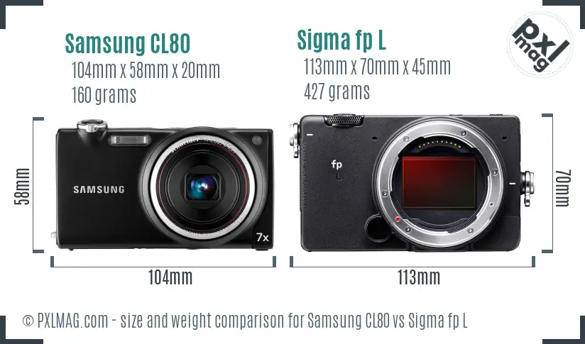 Samsung CL80 vs Sigma fp L size comparison