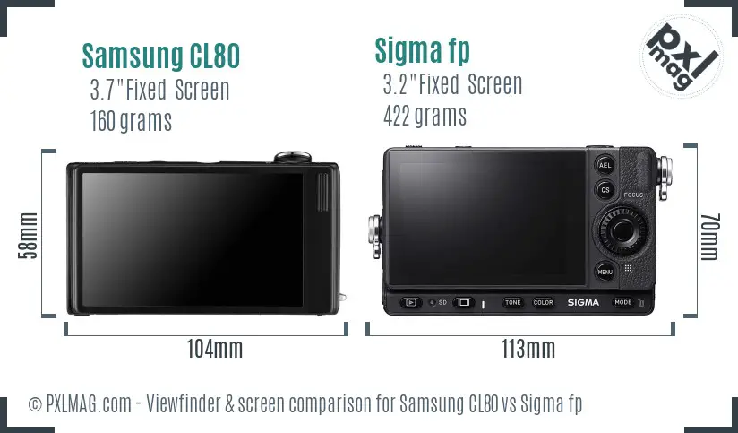 Samsung CL80 vs Sigma fp Screen and Viewfinder comparison