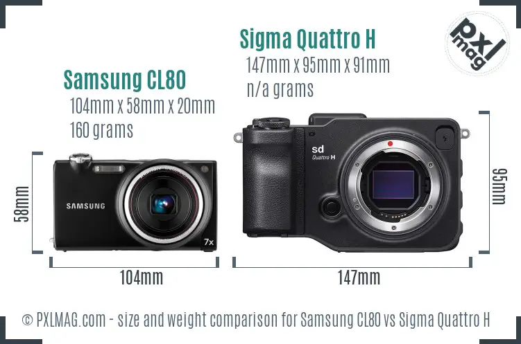 Samsung CL80 vs Sigma Quattro H size comparison