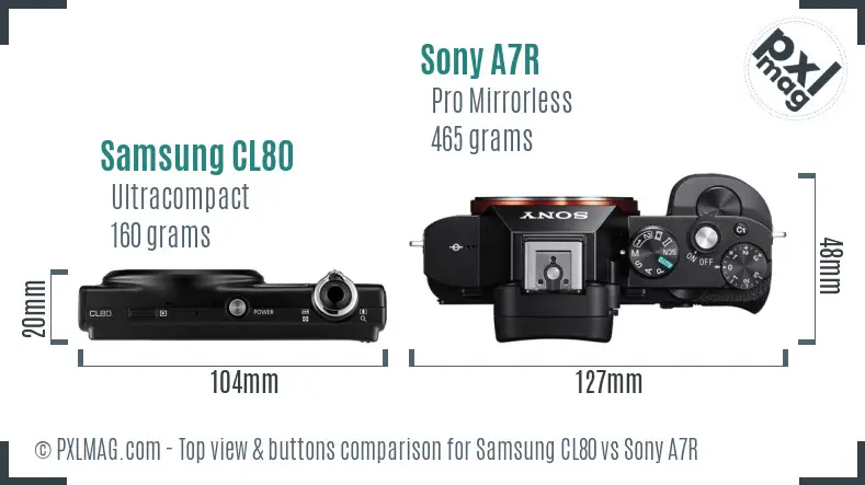 Samsung CL80 vs Sony A7R top view buttons comparison