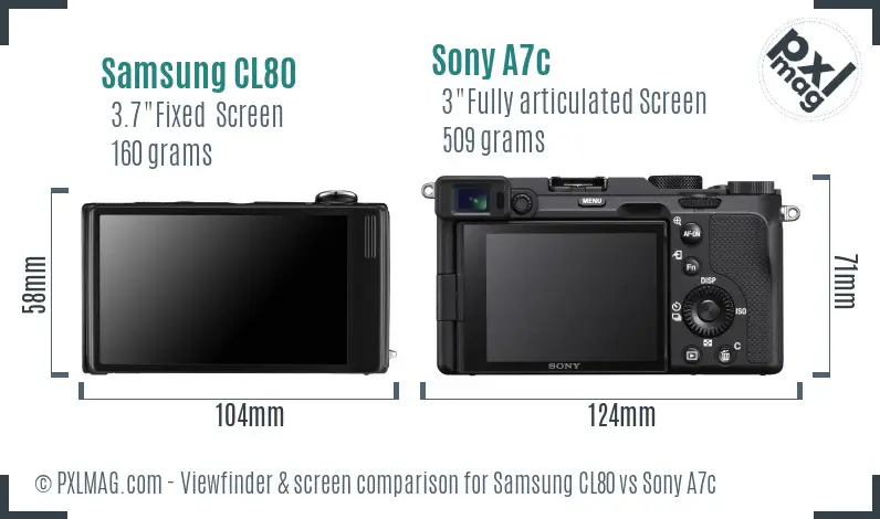 Samsung CL80 vs Sony A7c Screen and Viewfinder comparison