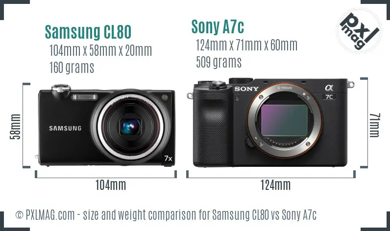 Samsung CL80 vs Sony A7c size comparison