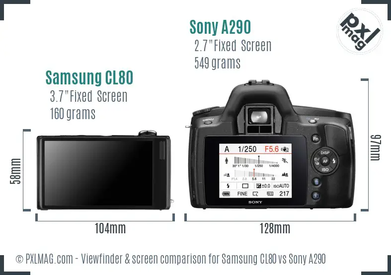 Samsung CL80 vs Sony A290 Screen and Viewfinder comparison