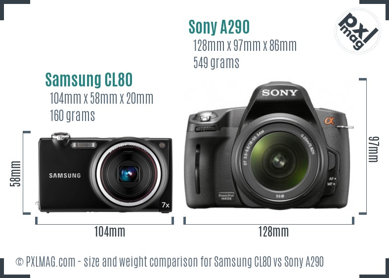 Samsung CL80 vs Sony A290 size comparison