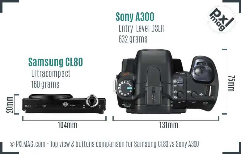 Samsung CL80 vs Sony A300 top view buttons comparison