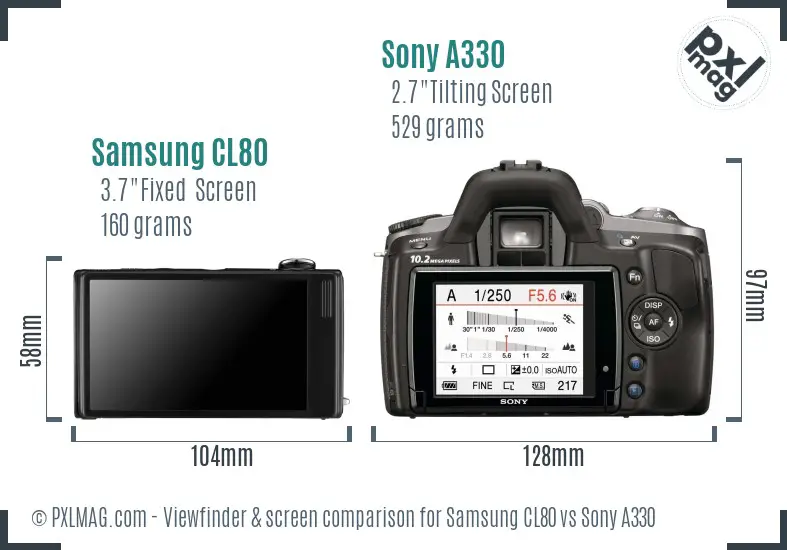 Samsung CL80 vs Sony A330 Screen and Viewfinder comparison