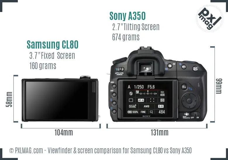 Samsung CL80 vs Sony A350 Screen and Viewfinder comparison