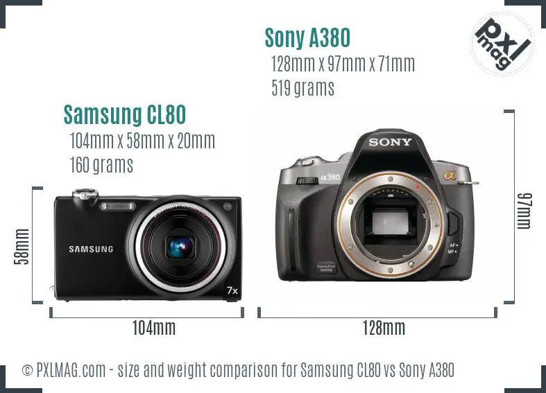 Samsung CL80 vs Sony A380 size comparison
