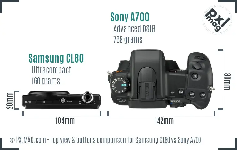 Samsung CL80 vs Sony A700 top view buttons comparison