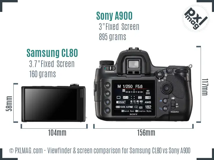 Samsung CL80 vs Sony A900 Screen and Viewfinder comparison
