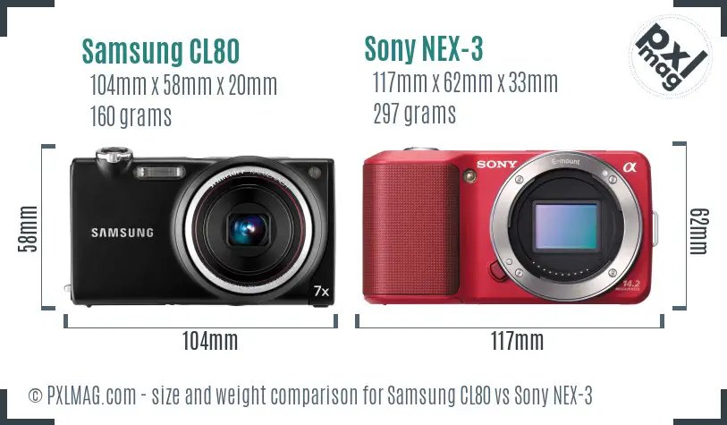 Samsung CL80 vs Sony NEX-3 size comparison