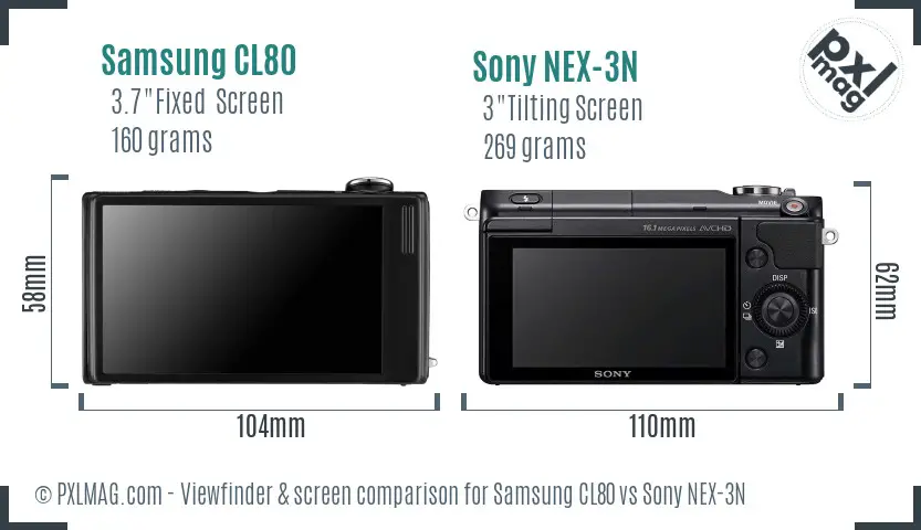 Samsung CL80 vs Sony NEX-3N Screen and Viewfinder comparison