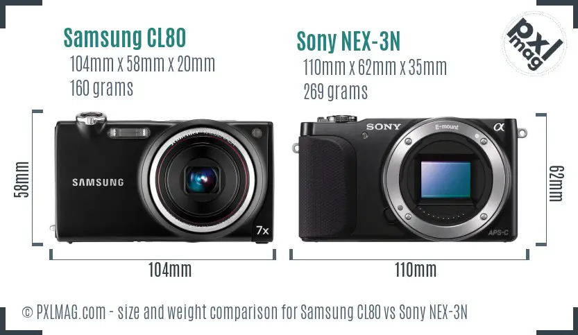 Samsung CL80 vs Sony NEX-3N size comparison