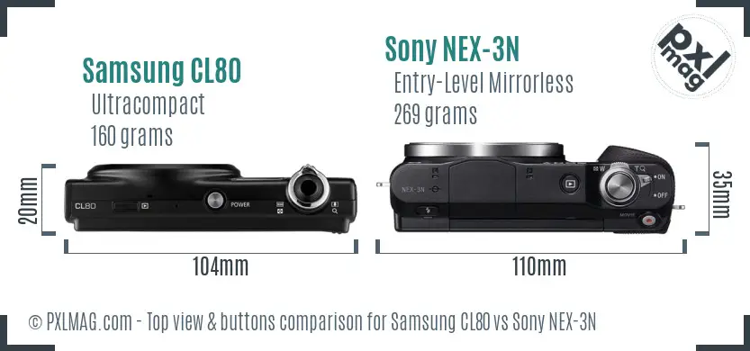 Samsung CL80 vs Sony NEX-3N top view buttons comparison