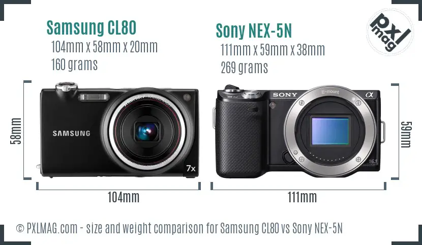 Samsung CL80 vs Sony NEX-5N size comparison