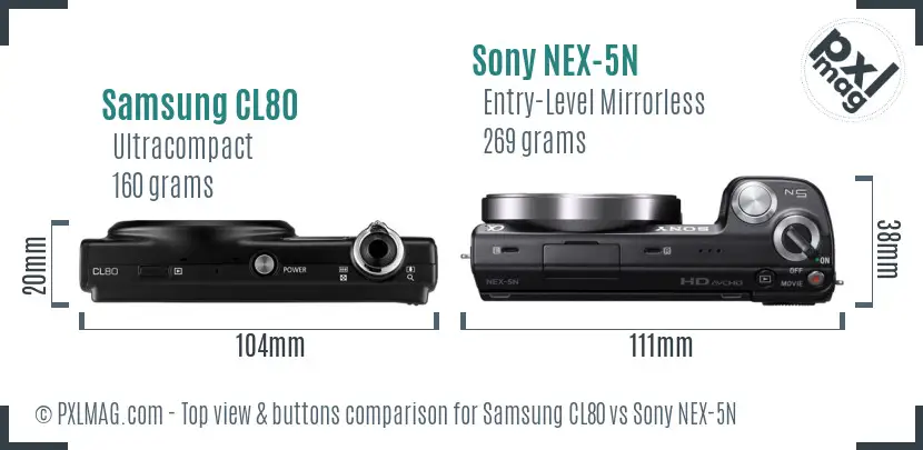 Samsung CL80 vs Sony NEX-5N top view buttons comparison
