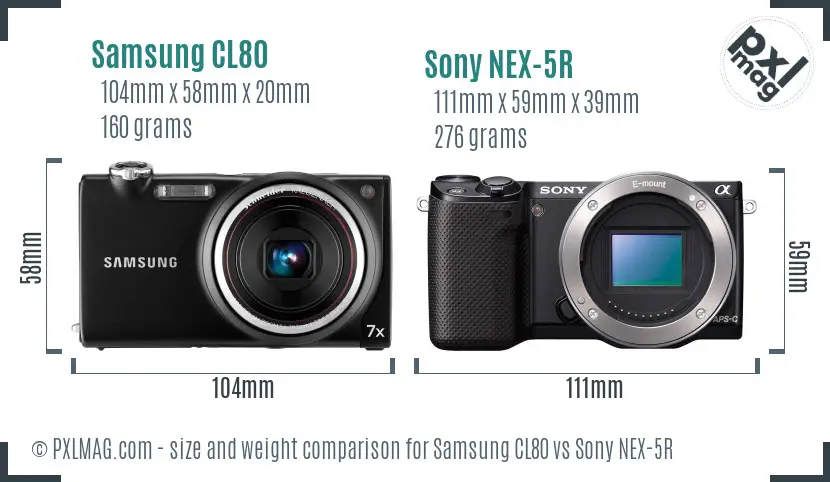 Samsung CL80 vs Sony NEX-5R size comparison