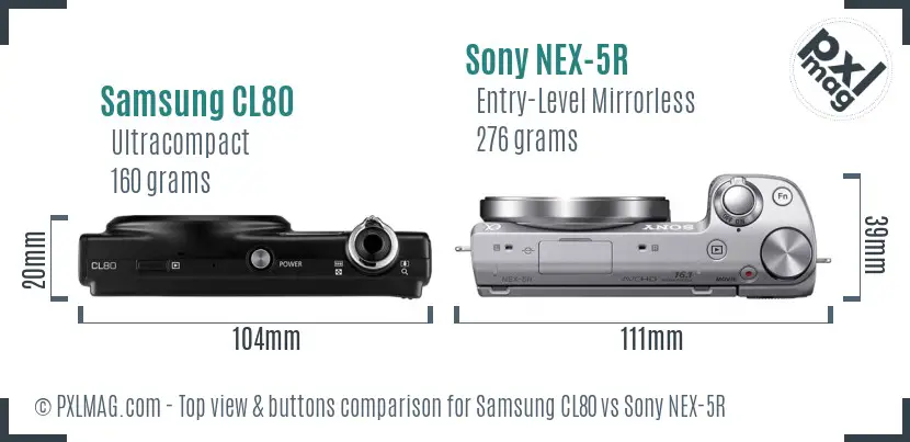 Samsung CL80 vs Sony NEX-5R top view buttons comparison