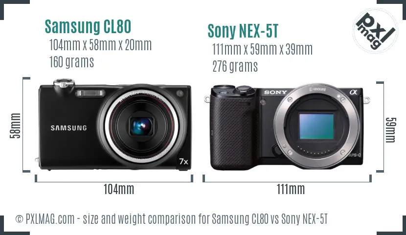 Samsung CL80 vs Sony NEX-5T size comparison