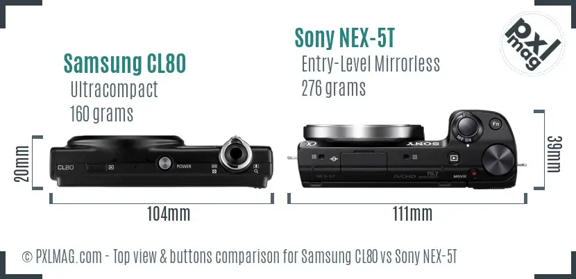 Samsung CL80 vs Sony NEX-5T top view buttons comparison