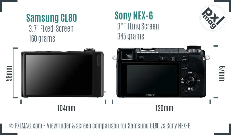 Samsung CL80 vs Sony NEX-6 Screen and Viewfinder comparison