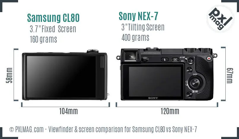 Samsung CL80 vs Sony NEX-7 Screen and Viewfinder comparison