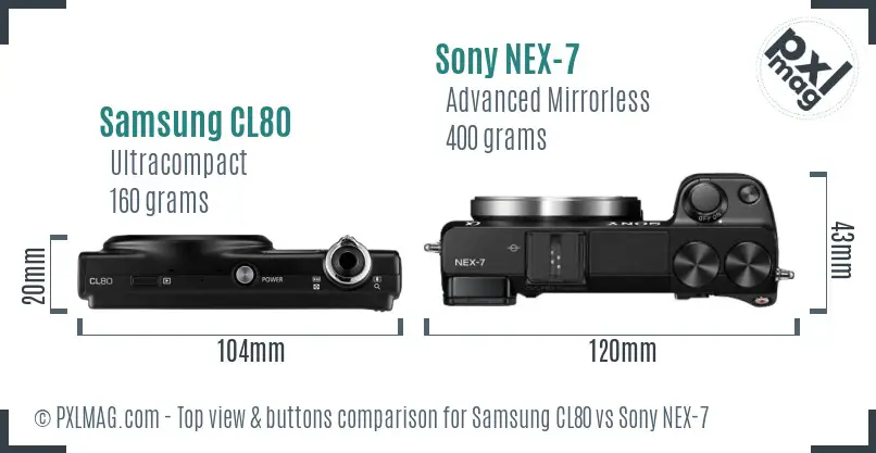 Samsung CL80 vs Sony NEX-7 top view buttons comparison