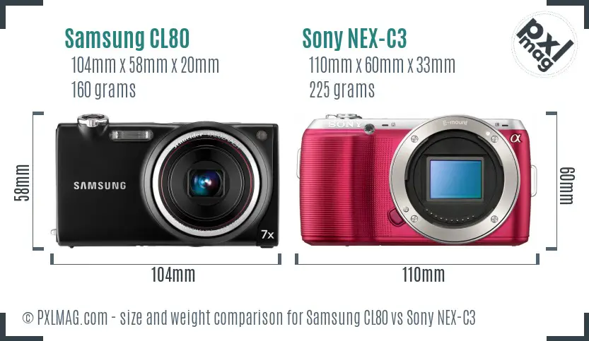 Samsung CL80 vs Sony NEX-C3 size comparison