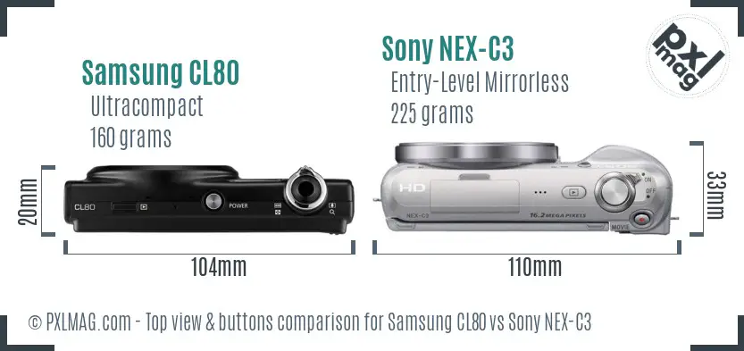 Samsung CL80 vs Sony NEX-C3 top view buttons comparison