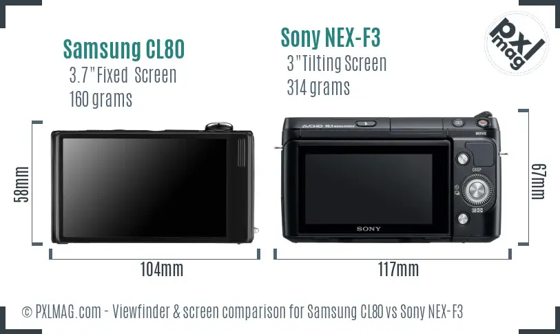 Samsung CL80 vs Sony NEX-F3 Screen and Viewfinder comparison