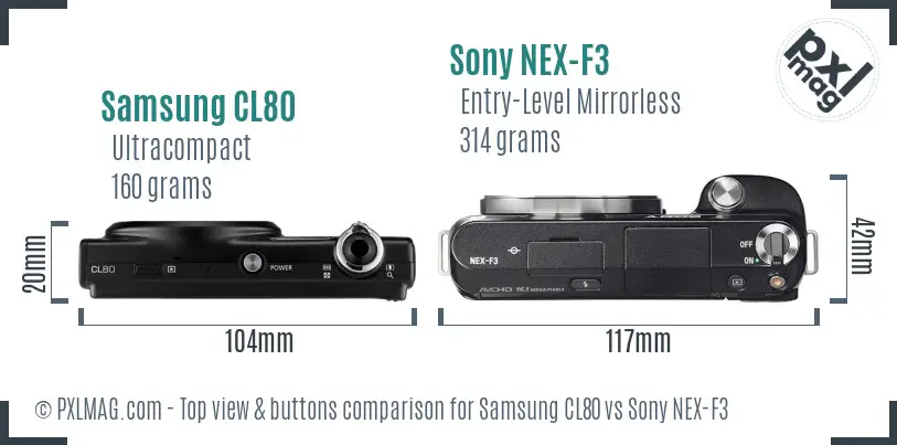 Samsung CL80 vs Sony NEX-F3 top view buttons comparison