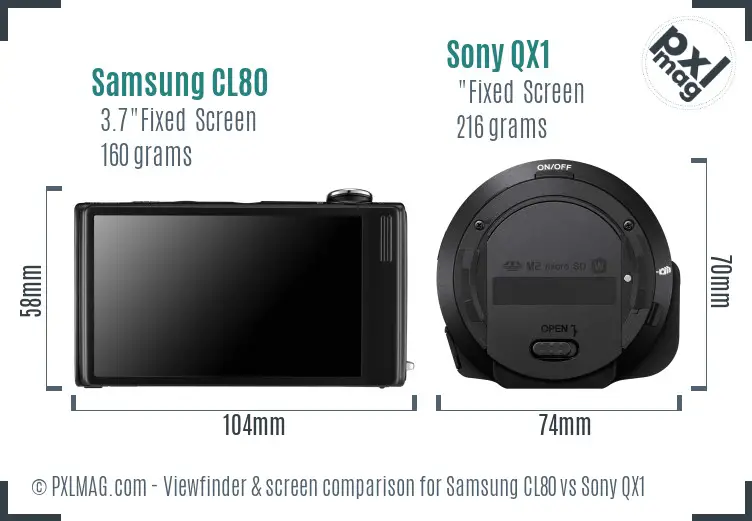 Samsung CL80 vs Sony QX1 Screen and Viewfinder comparison