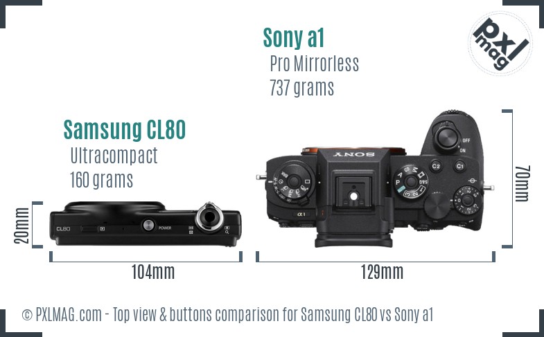 Samsung CL80 vs Sony a1 top view buttons comparison