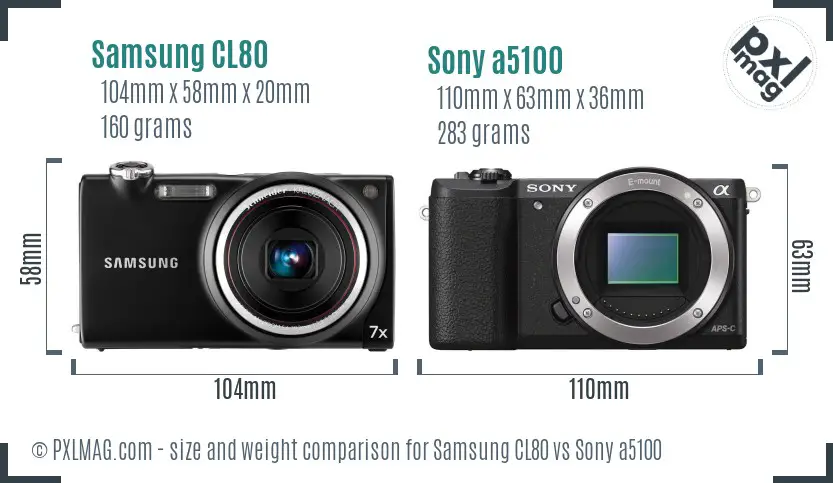 Samsung CL80 vs Sony a5100 size comparison