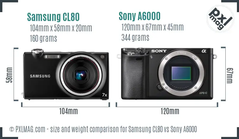 Samsung CL80 vs Sony A6000 size comparison