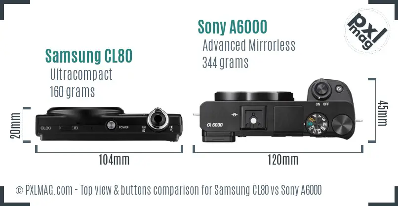 Samsung CL80 vs Sony A6000 top view buttons comparison