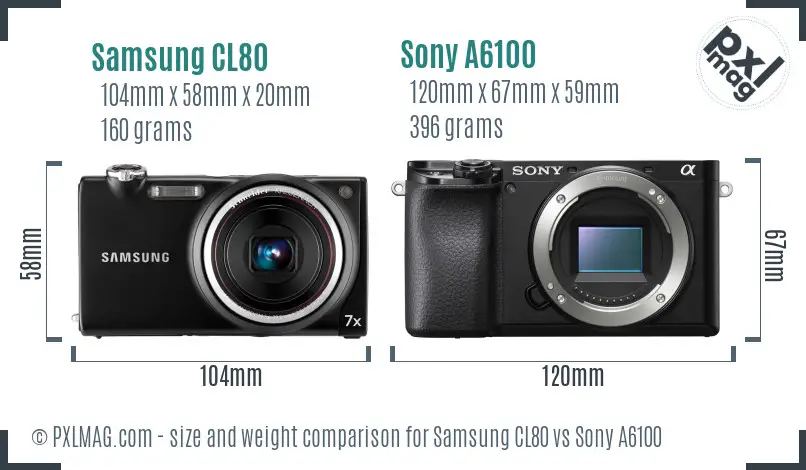 Samsung CL80 vs Sony A6100 size comparison