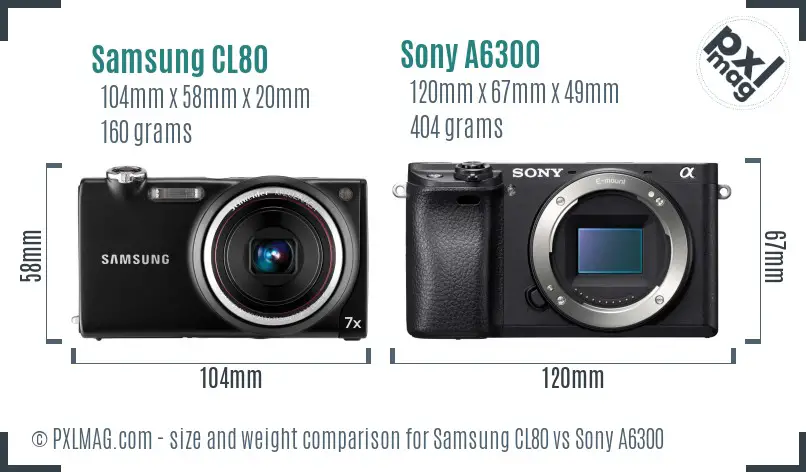 Samsung CL80 vs Sony A6300 size comparison