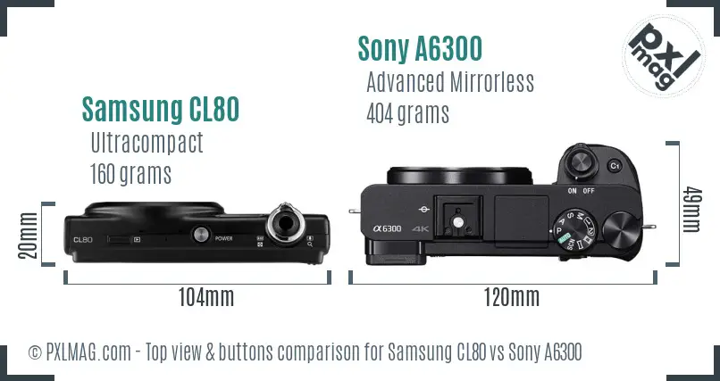 Samsung CL80 vs Sony A6300 top view buttons comparison