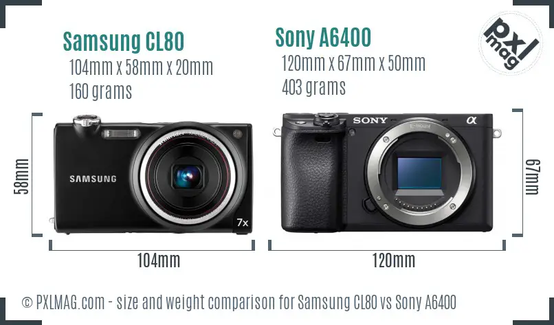 Samsung CL80 vs Sony A6400 size comparison