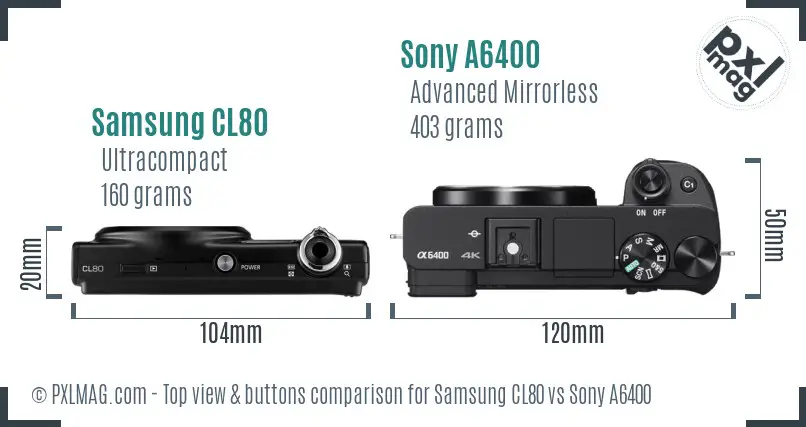 Samsung CL80 vs Sony A6400 top view buttons comparison