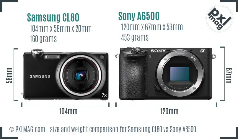 Samsung CL80 vs Sony A6500 size comparison