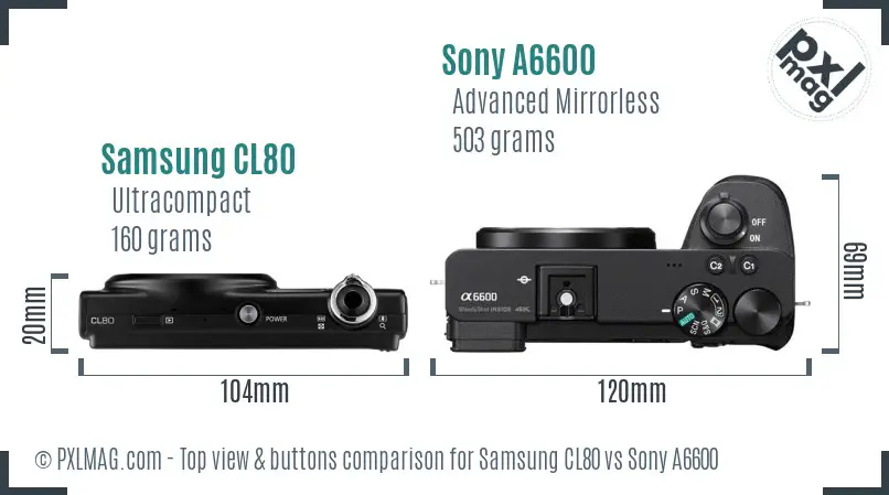 Samsung CL80 vs Sony A6600 top view buttons comparison