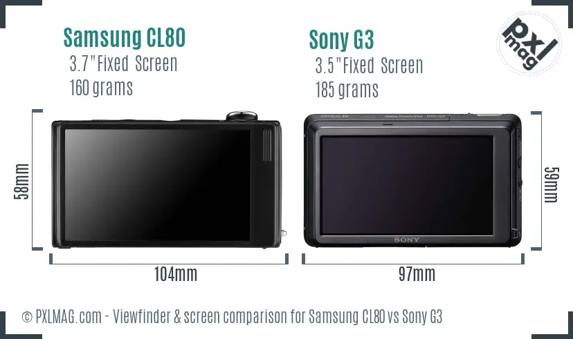 Samsung CL80 vs Sony G3 Screen and Viewfinder comparison