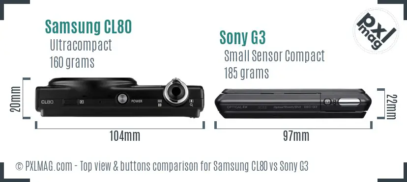 Samsung CL80 vs Sony G3 top view buttons comparison